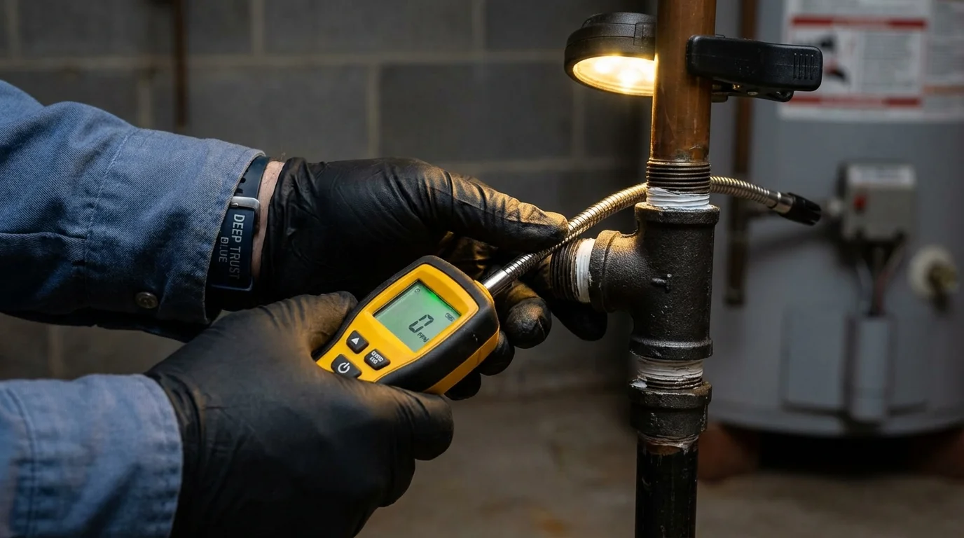 Gas leak detection with electronic sniffer by Johns Plumbing LLC in Ashton